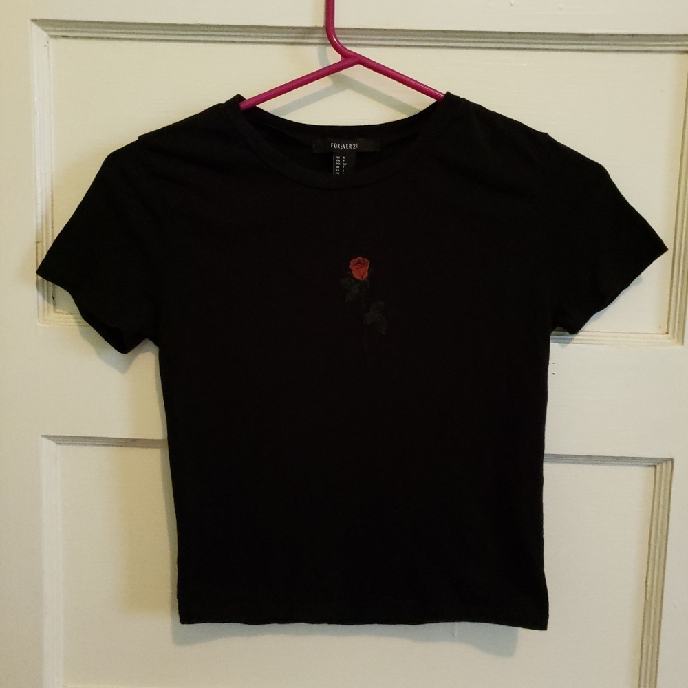 F21 Rose Short Sleeve Tee